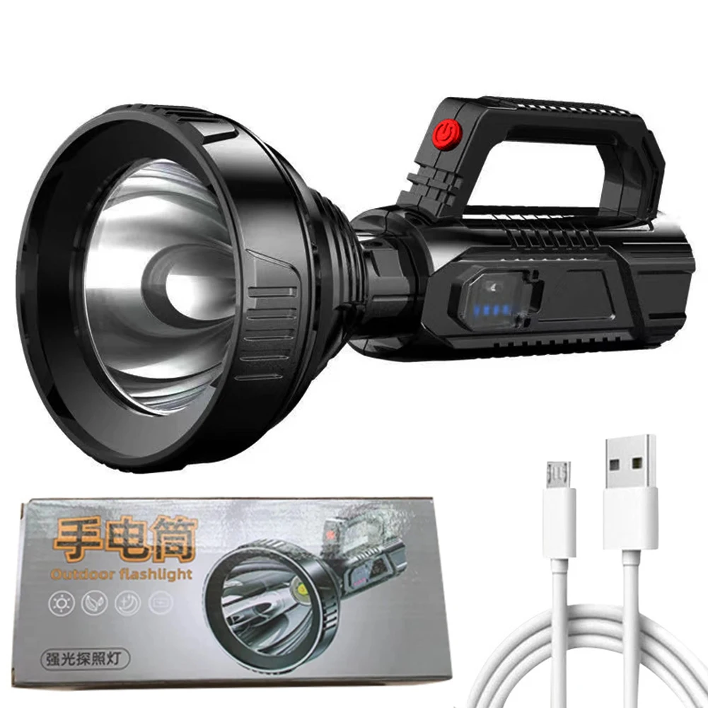 휴대용 USB 충전식 LED 손전등, 휴대용 스포트라이트, 캠핑 하이킹 낚시 비상 사태, 수명 방수, 3 가지 모드