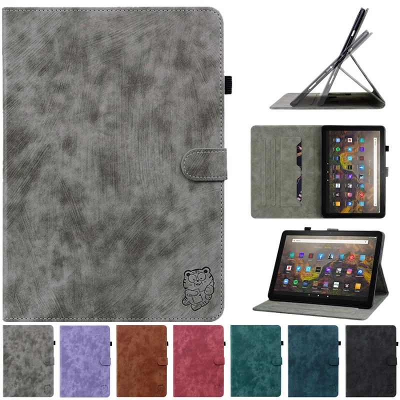 Per Amazon Fire Hd10 2019 Custodia Cute Kawaii Tiger Print Cover Per Tablet In Pelle Per Fire Hd 10 Plus Custodia 2021 Per Fire Hd 2021 Case