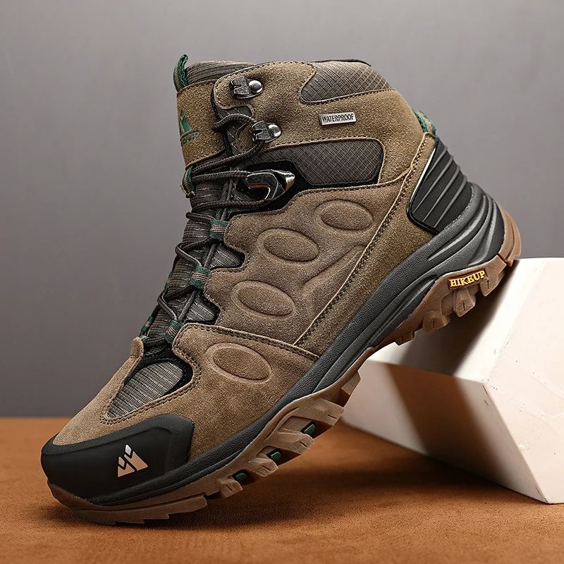HIKEUP High-Top Männer Wanderschuhe Winter Outdoor Schuhe Schnüren Rutschfeste Sport Casual Trekking Stiefel Mann Wildleder warme Schuhe – Detail 14
