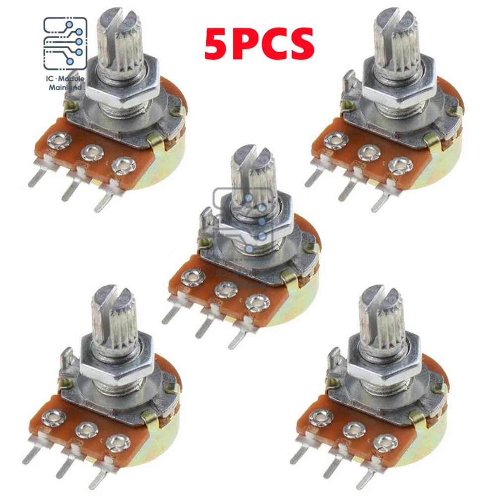 5PCS 20mm Shaft Potentiometer Resistor 1K 2K 5K 10K 20K 50K 100K 500K 1M Ohm 3 Pin Linear Taper Rotary Potentiometer for Arduino,adjustable resistor,potentiometer kit,rotary potentiometer,linear potentiometer,multiturn potentiometer