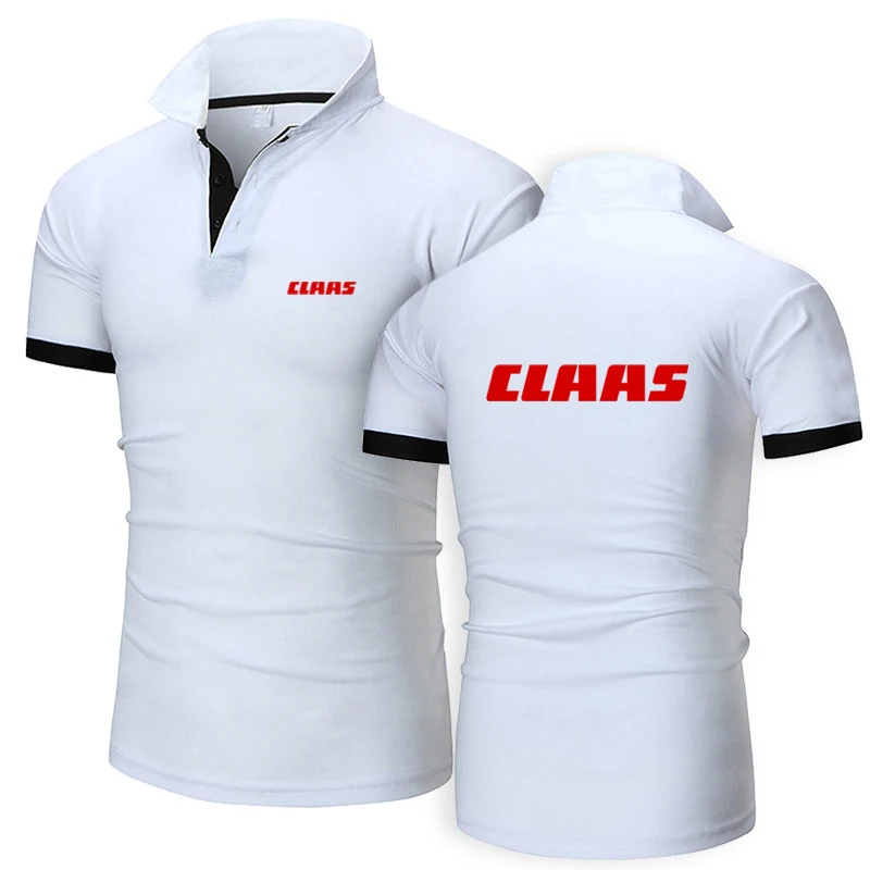 Description Picture 6 of item2024 Summer Men's CLAAS Logo Print Sports Simplicity Casual Breathable Short Sleeve Popular Solid Color Lapel Collar Polo Shirts