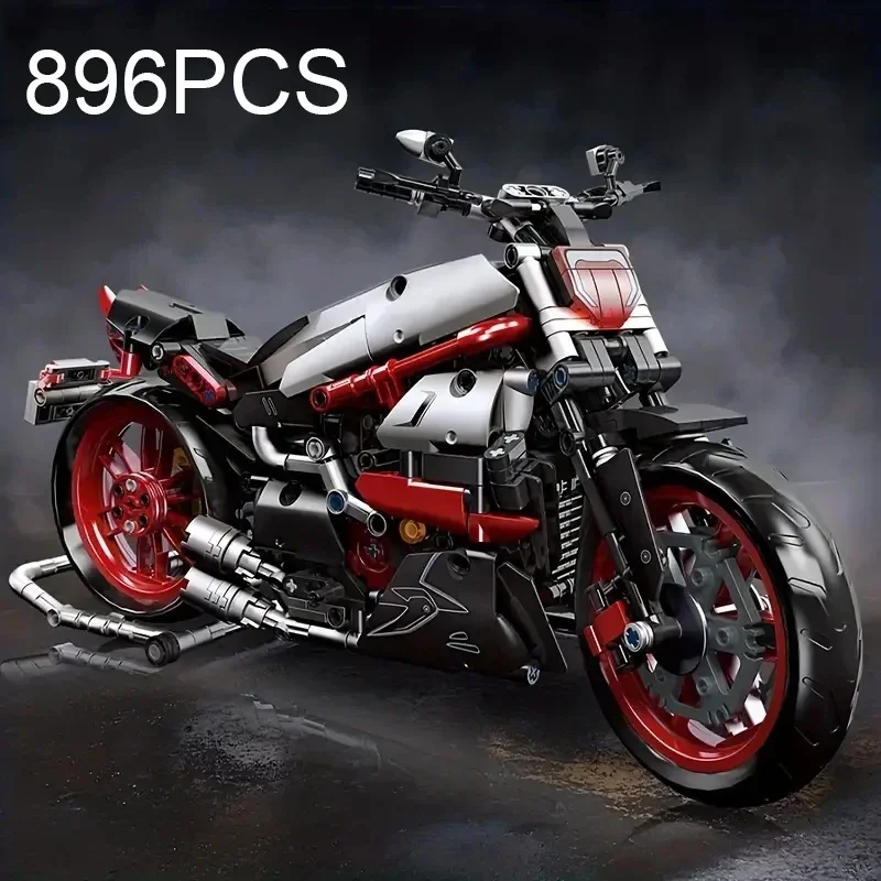 

896PCS Motorcycle Building Blocks City Racing Car Model Vehicle Assembly Bricks Desktop Decoration Children's Christmas Gifts