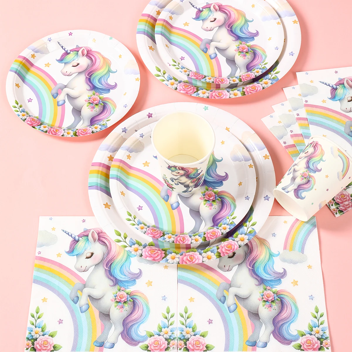 Einhorn Einweg-Kunststoff-Tischdecke Einhorn Geburtstag Party Dekor Kinder Mädchen Hochzeit Geburtstag Party Supplies Gefälligkeiten Babyparty – Detail 20