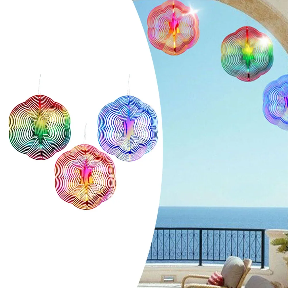 

Colorful Wind Spinners 3D Bird Repelling Wind Chimes Rotating Hexagonal Wind Spinner Garden Decoration
