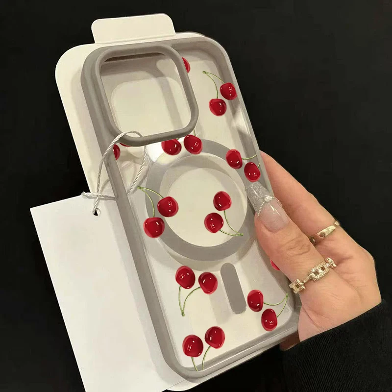 Red Cherry Pattern Magnetic Phone Case Cover