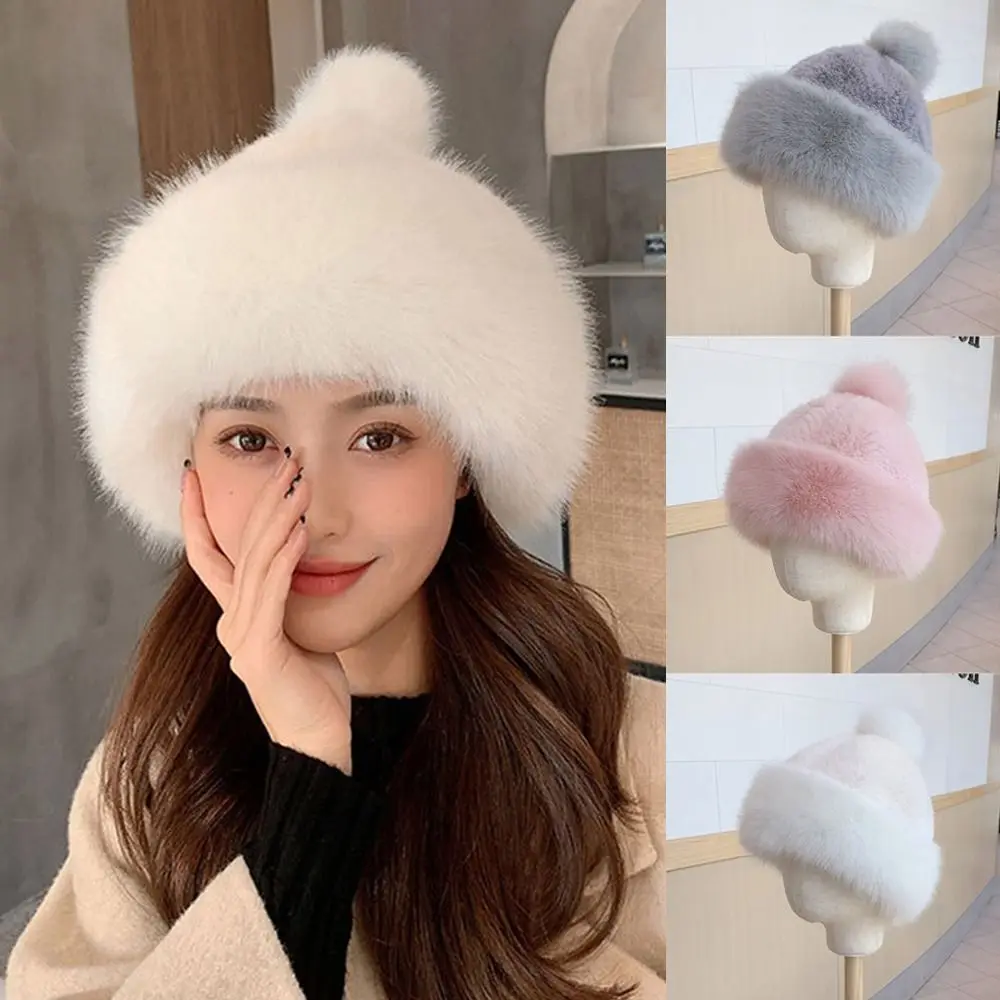 여성용 두꺼운 봉제 모자, 캐주얼 보온 비니 모자, 보넷 모자