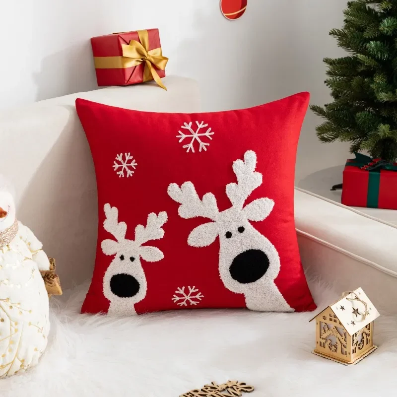 刺繍入りサンタクロースクッションカバー,クリスマス枕カバー,漫画