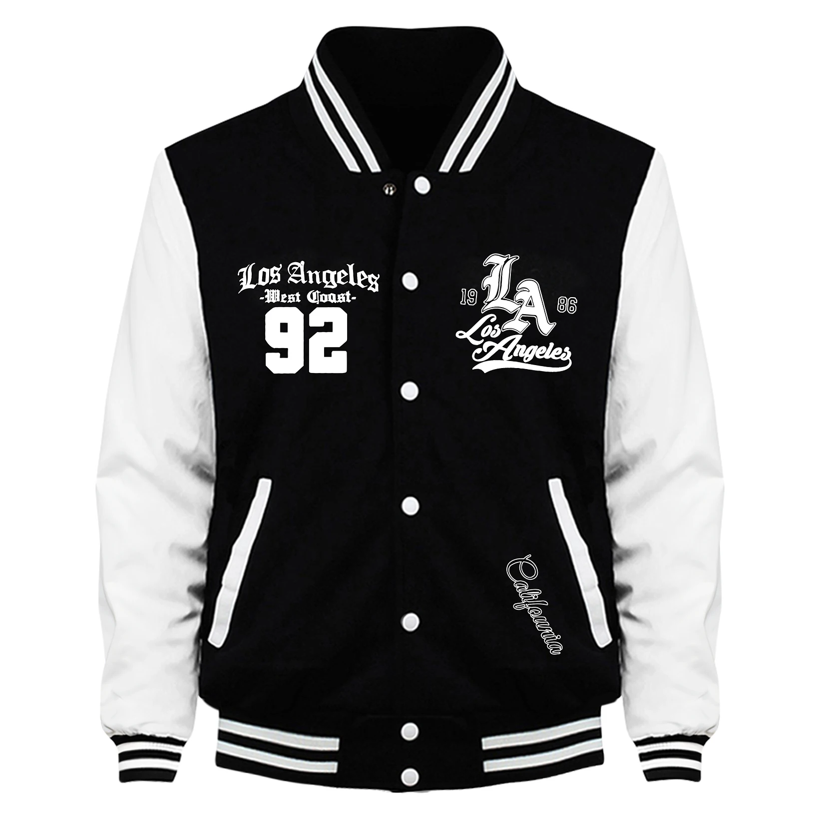 Number 92 And Artistic Alphabet Print Clothes Male Fashion Fleece Top Autumn Loose Baseball Jacket Casual Loose Sportswear Men