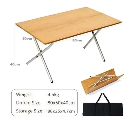 Bamboo table, 2, 3 for barbecuing