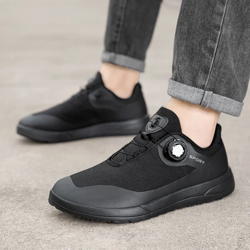 Wide Toe Sneakers Men Rotary Buckle Black Designer Shoes Man Casual Sneakers Outdoor Non-slip Men's Walking Shoes Big Size 47 2