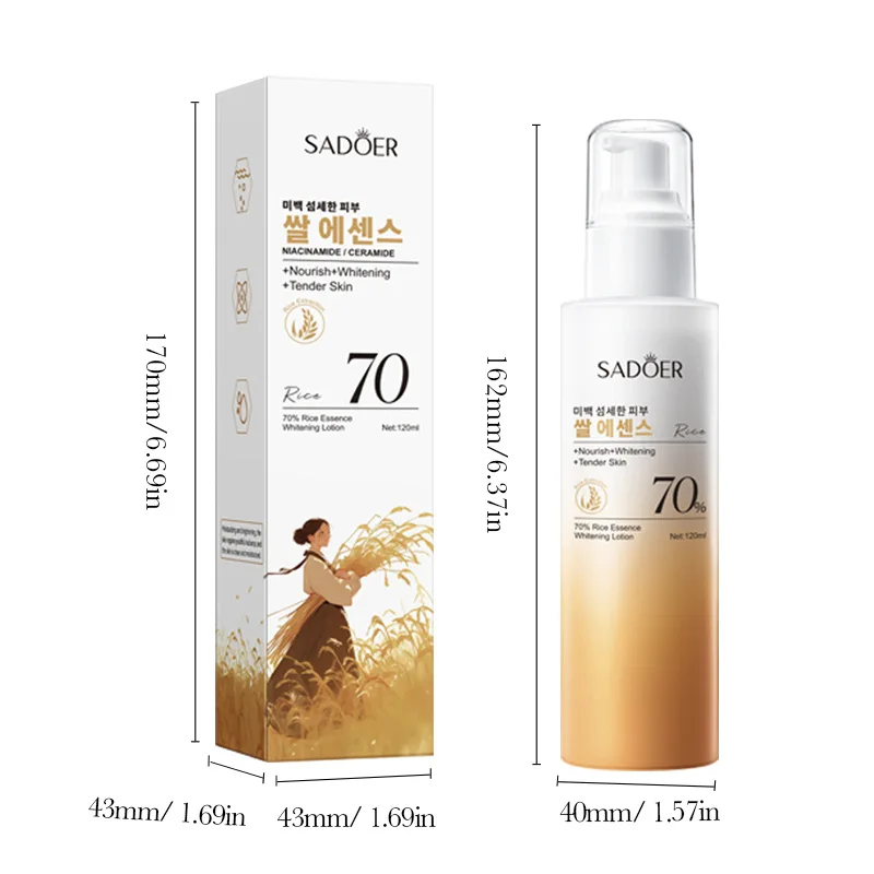 SADOER Rice Whitening Face Essence Facial Moisturizing Anti-Aging Moisturizing Hydrating Facial Serum Korean Skin Care Cosmetics