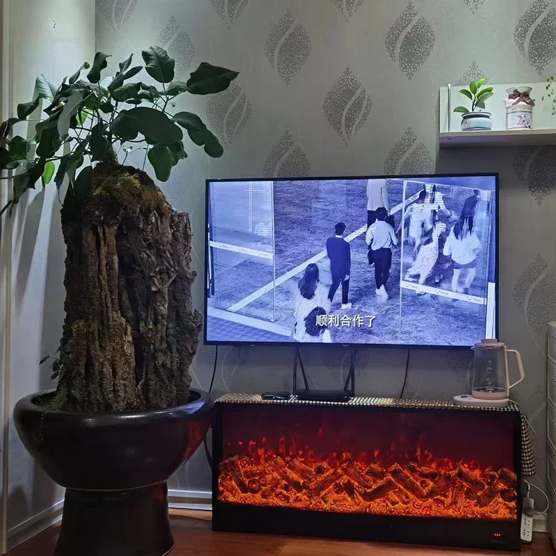 Modern Electric Fireplaces Home Decoration Living Room Embedded Fake Fire TV Fireplace Simulated Flame Decorative Cabinet Heater
