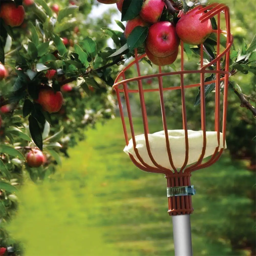 Portable Deep Basket Fruit Picker Head Convenient Picker Catcher Garden Tools Farm Picking Device For Parks Farms Gardens