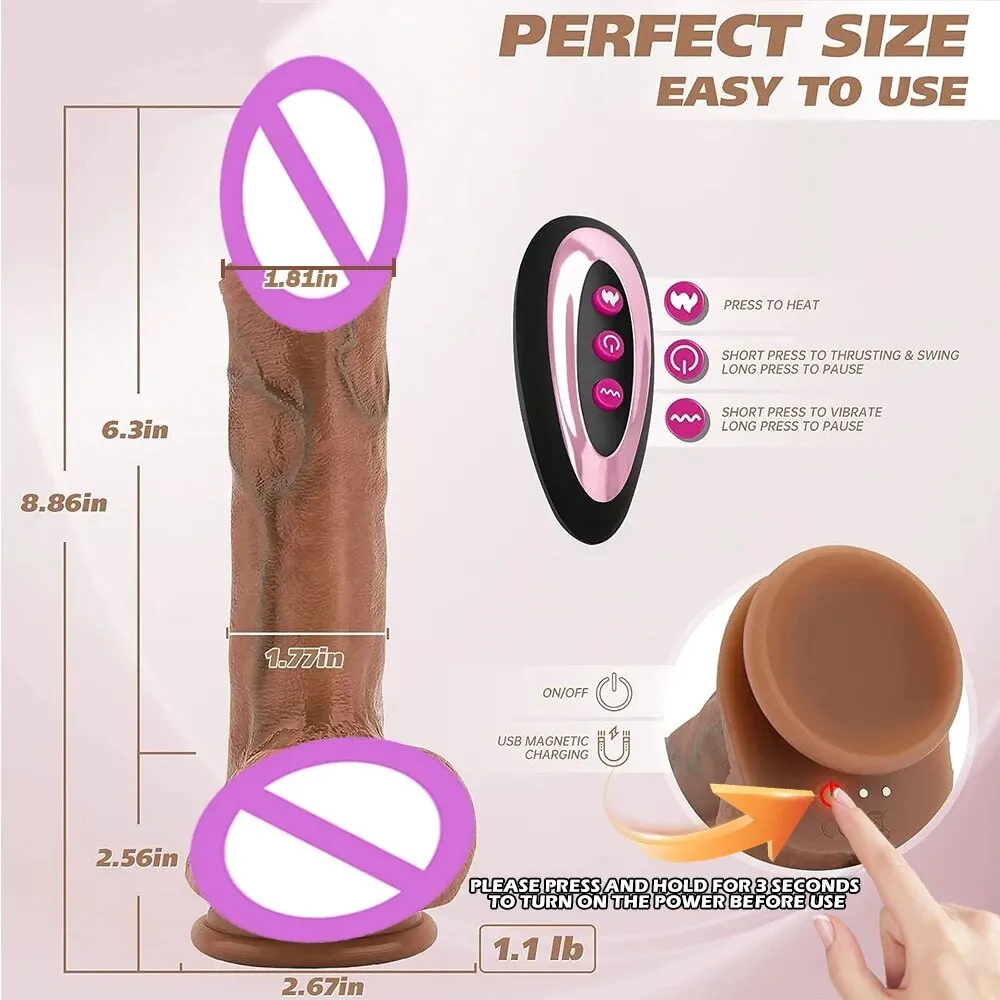 8.86 Inch Realistic Dildo Vibrators Adult Sex Toys For Women With Thrusting Swing Vibration G Spot Clitoral Anal Stimulation sex toys