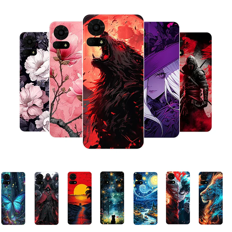 Floral Wolf Soft Silicone Shockproof Phone Cover Case