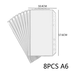 Versatile PVC Binder Pocket Set - 8 - Piece Zippered Money Organizer and Document Pouches (A6 8pcs)
