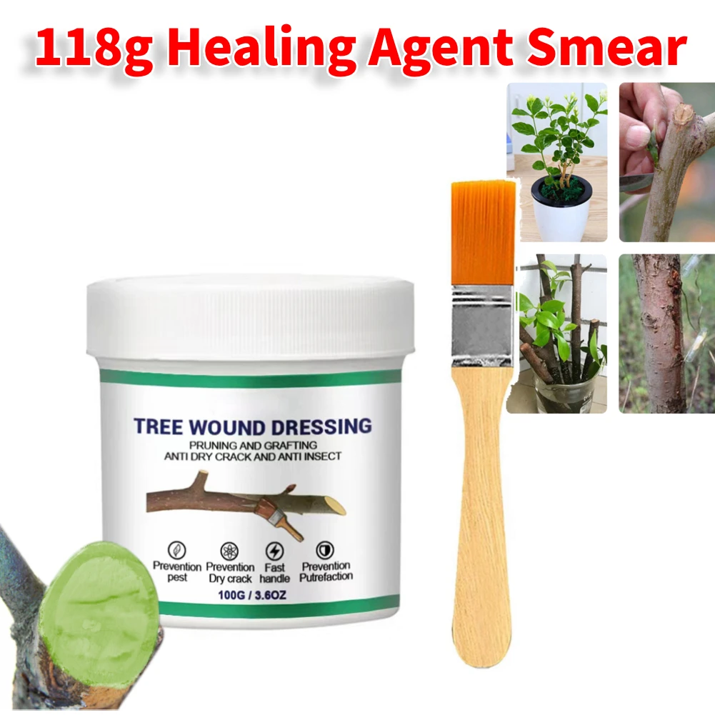 1PCS 118g Tree Wound Bonsai Cut Paste Smear Agent Pruning Compound Sealer with Brush Dashu Wound Healing Agent Smear Plant
