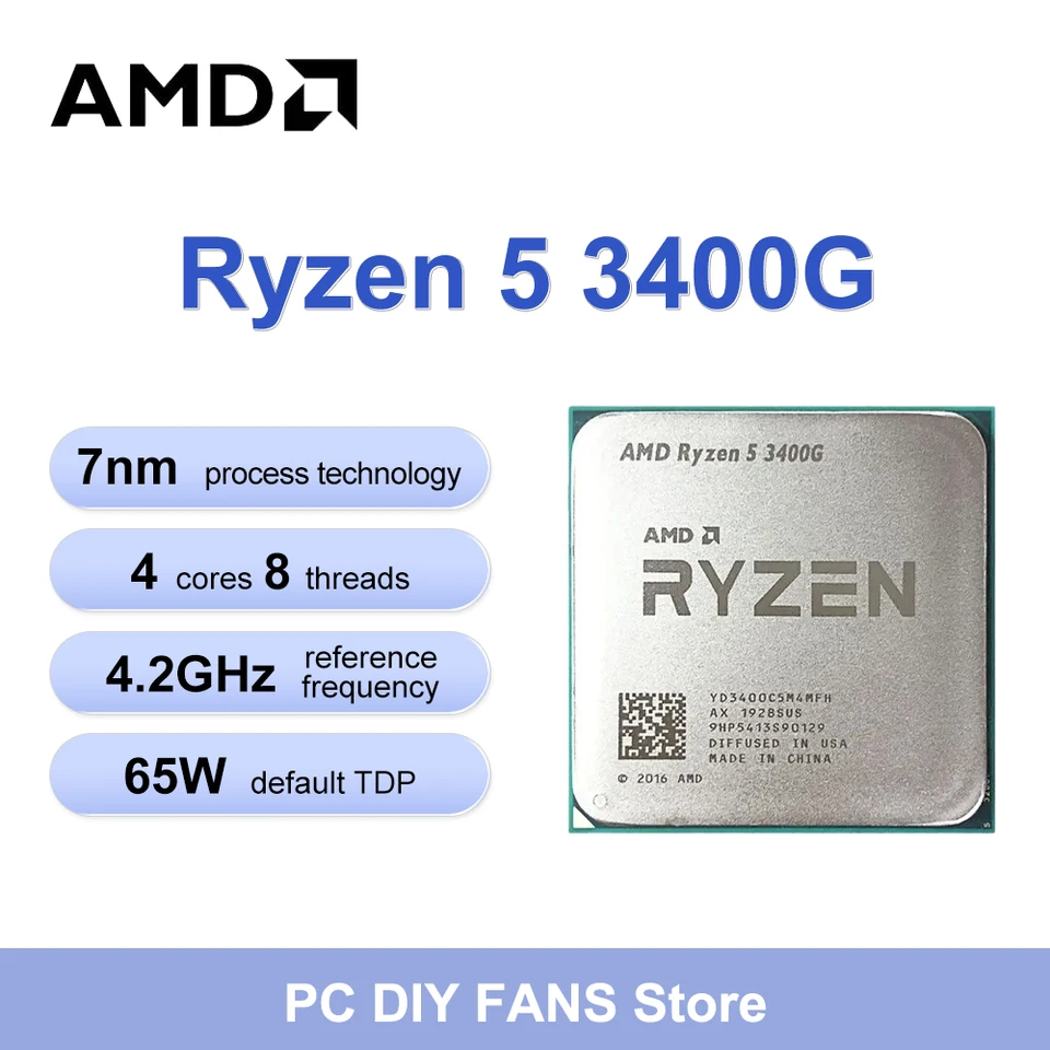 AMD R5 3400G New Ryzen 5 3400g CPU Processor 4.2 GHz 4-Core 8