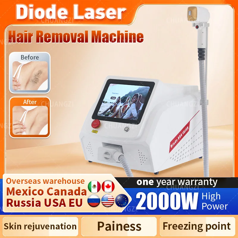 

2024 Portable 808nm755nm1064nm Three Wavelength Diode Laser Permanent Hair Removal Cooling Painless Laser Hair Removal Machine