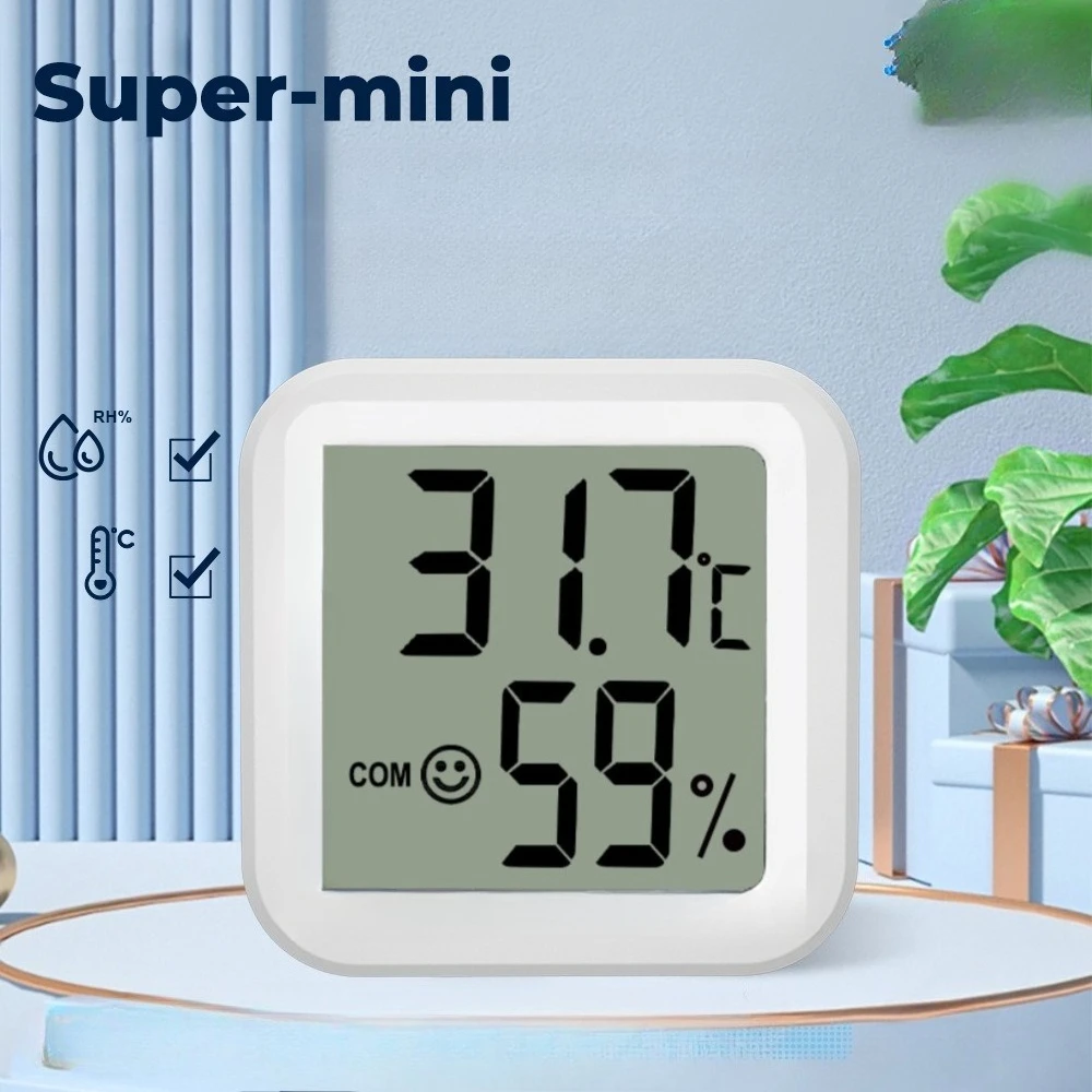 Mini Digital Hygrometer & Thermometer with LCD Display - Indoor Temperature and Humidity Gauge