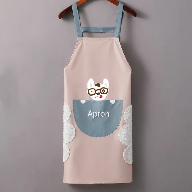 

Creative Waterproof and Stain-Free Hand Wipe Lovers Apron Home Kitchen Pvch Strap Cartoon Sleeveless Design Daily Necessities