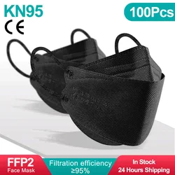 Enhanced Protective Face Mask - Adult 4 - Layer Respirator Mask (100pcs - black - adult)