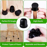 8pcs Round Table Chair Leg Floor Protector Foot Cover Black Anti- Slip Silicone Furniture Feet No Scratches for Hardwood Floors 6