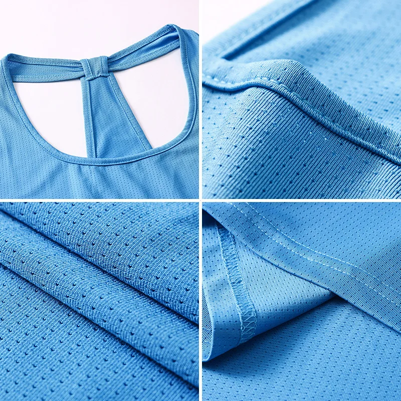 Customize LOGO Quick Dry Sport Vest Women Summer Breathable Mesh Yoga Tank Tops Loose Sleeveless Running Jogging Shirt Female 5