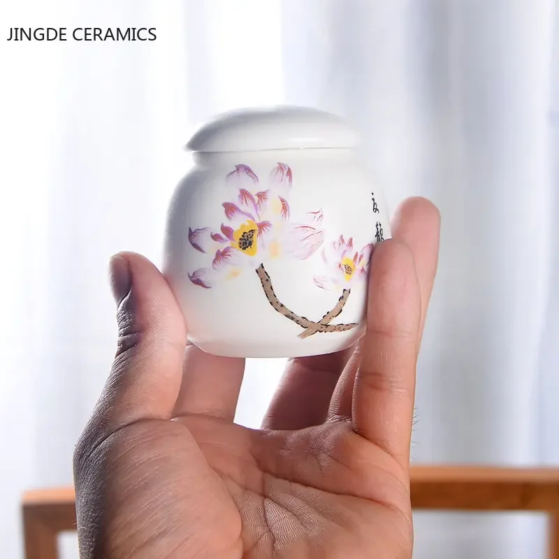 Tea Tin Box Tea Canister Mini Ceramics Tea Caddy Tieguanyin Tea Storage Tank Travel Portable Sealed Jar Coffee Container