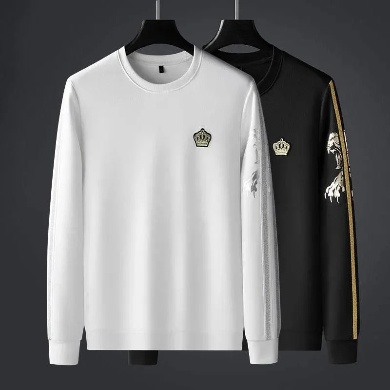 

Luxury brand New Crown Embroidery Sweater Men's 2023 Autumn Fashion Print Round Neck Slim Young Handsome Top