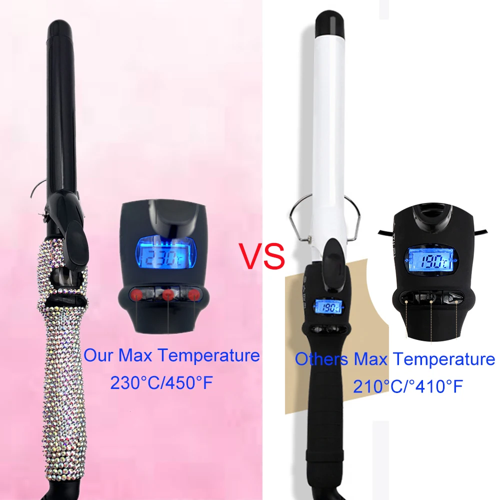 Curling Irons with Clips Rhinestone Curling Wands for Long Lasting Curls or Waves modelador de cachos boucleur cheveux