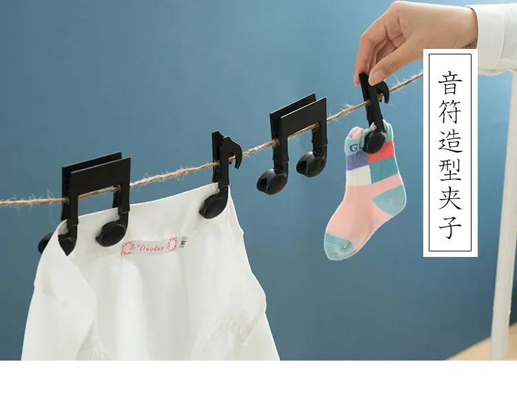 Description Picture 3 of itemMusical Note Clothes Pegs Black Spring Clips Creative Home Clothing Rack for Laundry Organization Baby Clothes Drying TikTok