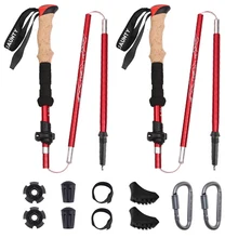 

2Pcs Aluminum Alloy Trekking Pole Ultralight Hiking Walking Sticks Camping Hiking Foldable Nordic Walking Pole Telescopic Crutch