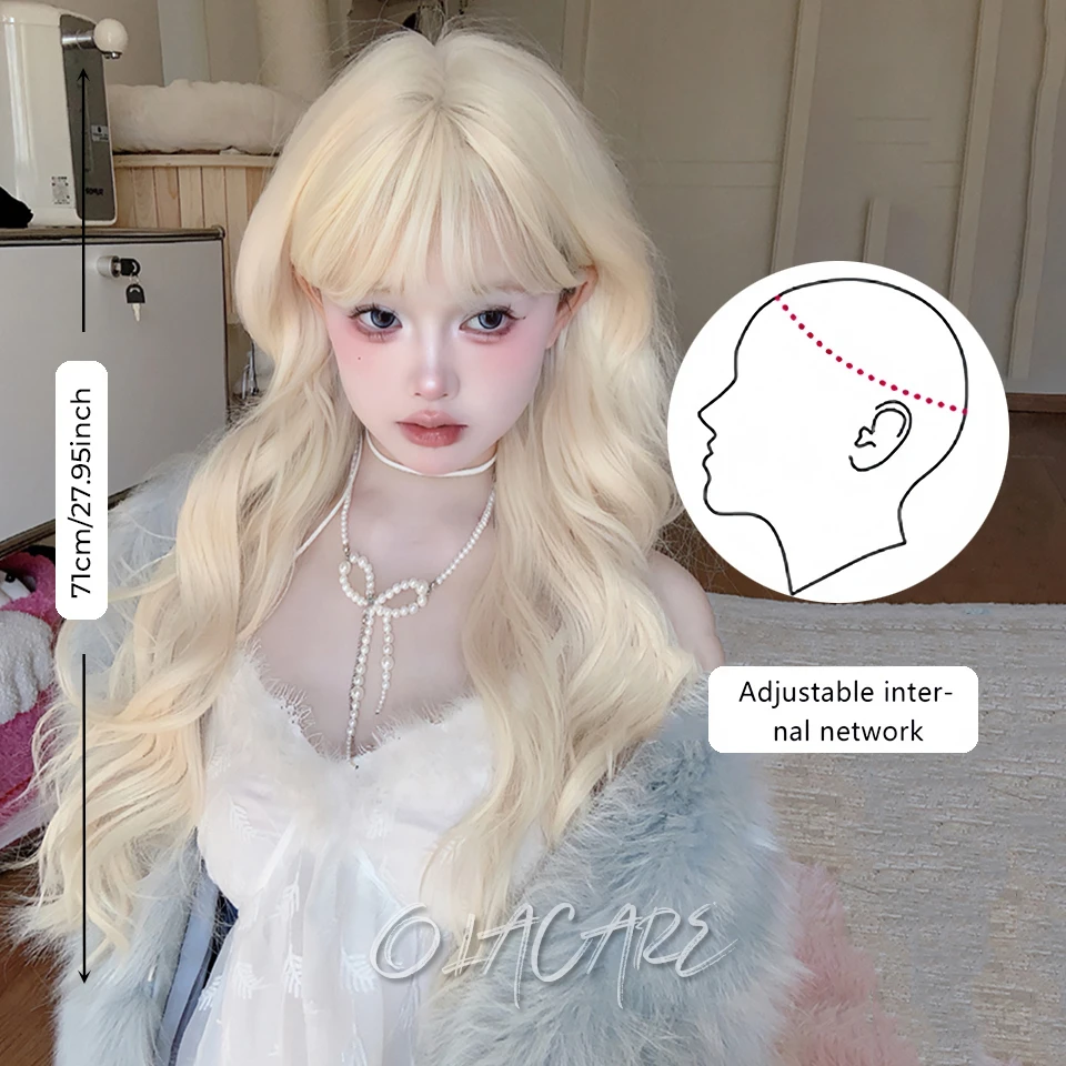Blonde Synthetic Hair Wig for Women Daily Cosplay
