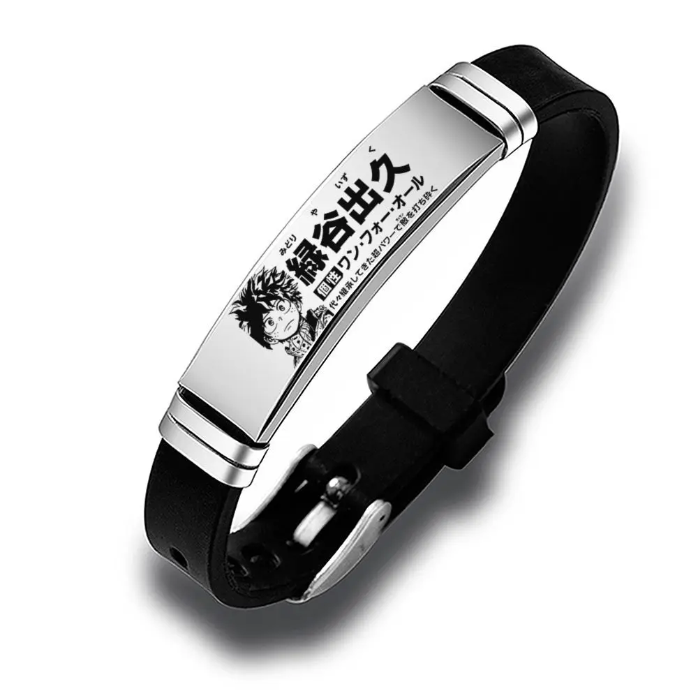thumbnail image 1 of Nueva pulsera de animación My Hero Academia, brazaletes de silicona de titanio a la moda Midoriya Izuku Bakugou Katsuki, joyería para regalos de Fans, 1 of 5