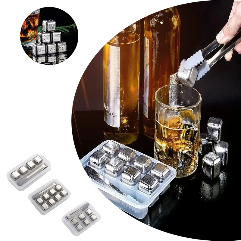 4/8PCS Stainless Steel Ice Cubes Frozen Wine Cooler Food Grade Metal Particle Beer Cooler Bar Tool Reusable Para Cerveja