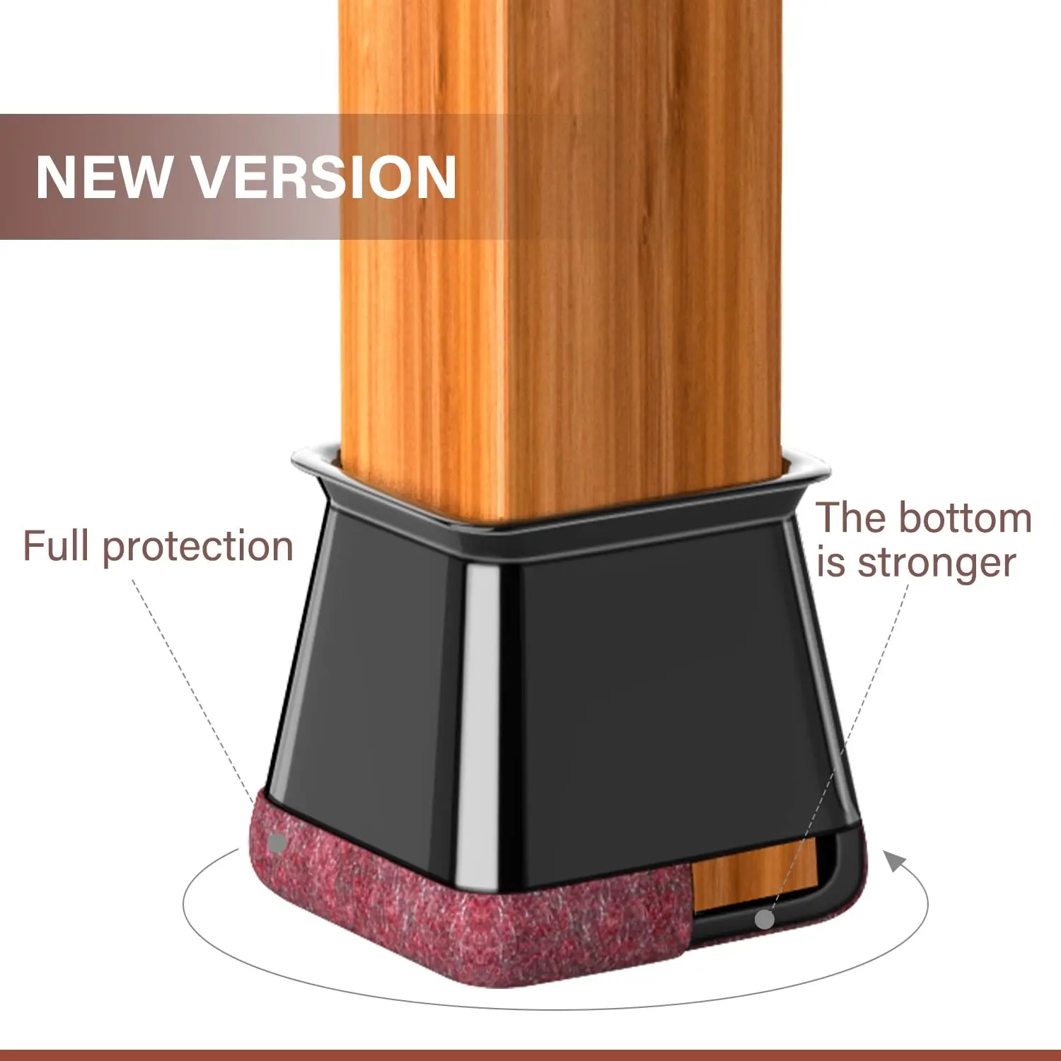 Black Silicone Floor Protectors with Felt Pads - Furniture Leg Covers