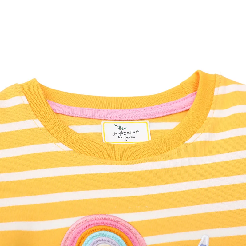 Jumping Meters 2-7T Unicorn Girls T Shirts Summer Children's Clothing Striped Short Sleeve Kids Tees Tops Baby Clothes Shirt 4