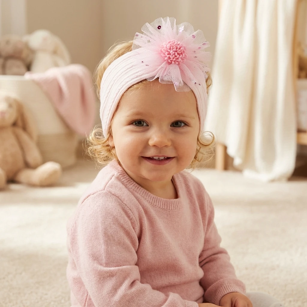 새로운 여아용 꽃무늬 자카드 헤어밴드, 통기성 좋고 신축성 있는 용 부드러운 머리 보호 헤어 액세서리