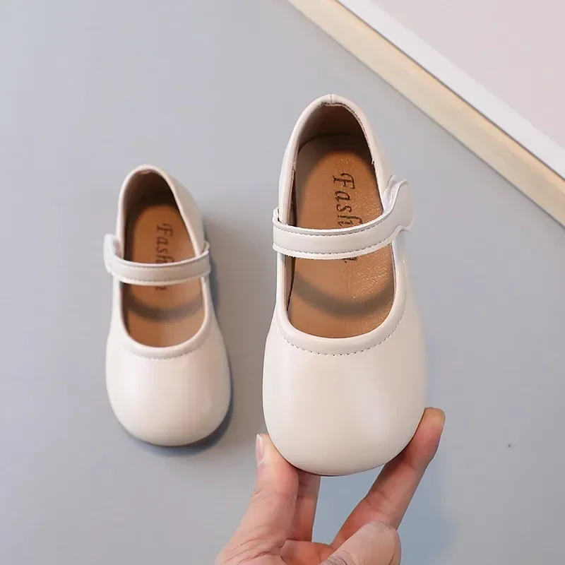 Girls New Leather Shoes for Toddlers Kids Children Princess Fashion 2025 Spring Autumn Chic Simple Classic Flat Soft Shoes 23-35