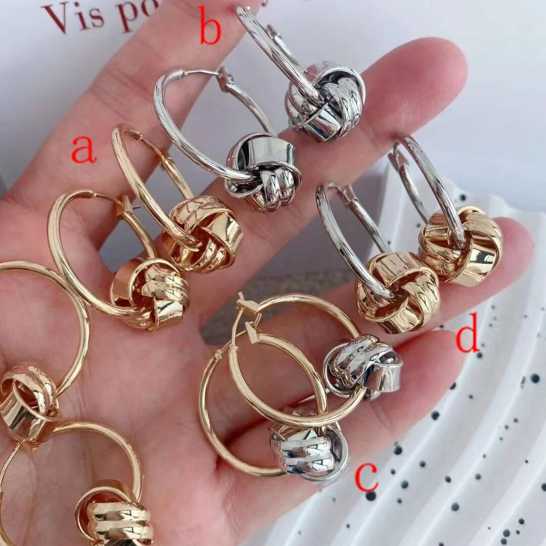 

5Pairs 2023 Luxury Vintage Twist Hoop Earrings Gold Plated Brass Jewelry Geometric Shaped Twisted Stud Earring for Women