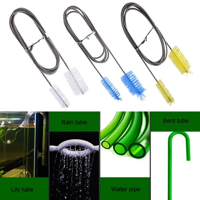 Aquarium Cleaning Brush for Water Hose Lily Pipe Air Tube Stainless Steel Flexible Bent Tube Double Head Brush Fish Tank cleaner 5