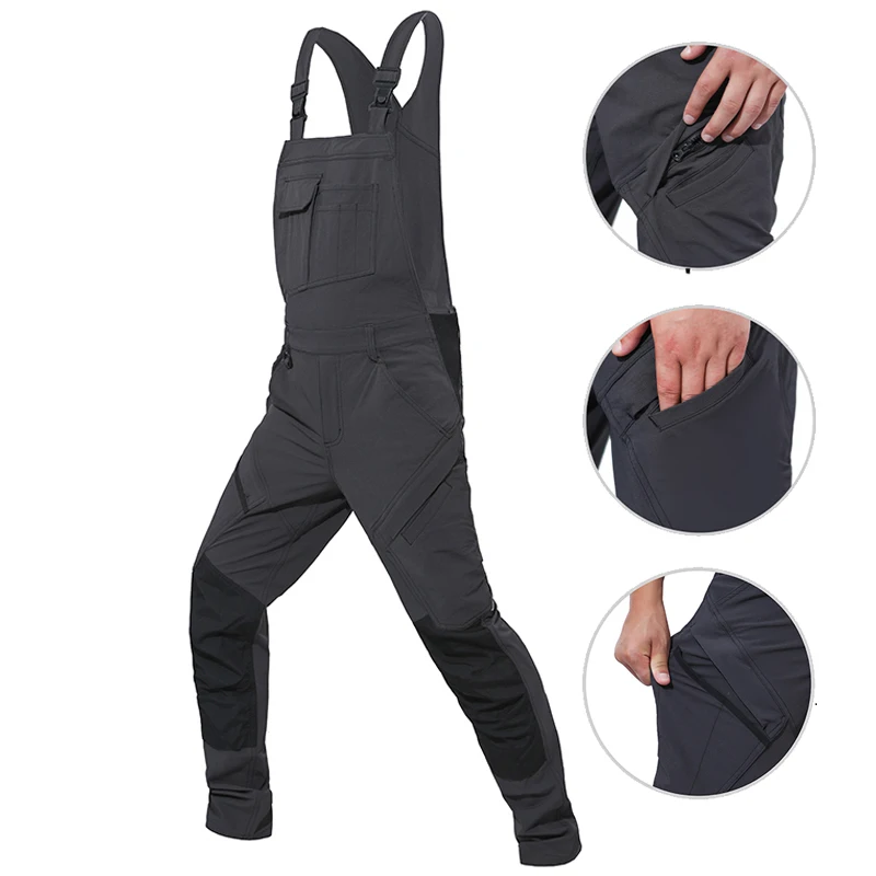 

High Stretch Oxford Overalls Men Workwear for Welding Multi Pockets Overalls Jumpsuit Men for Work Workshop Repairman Uniform