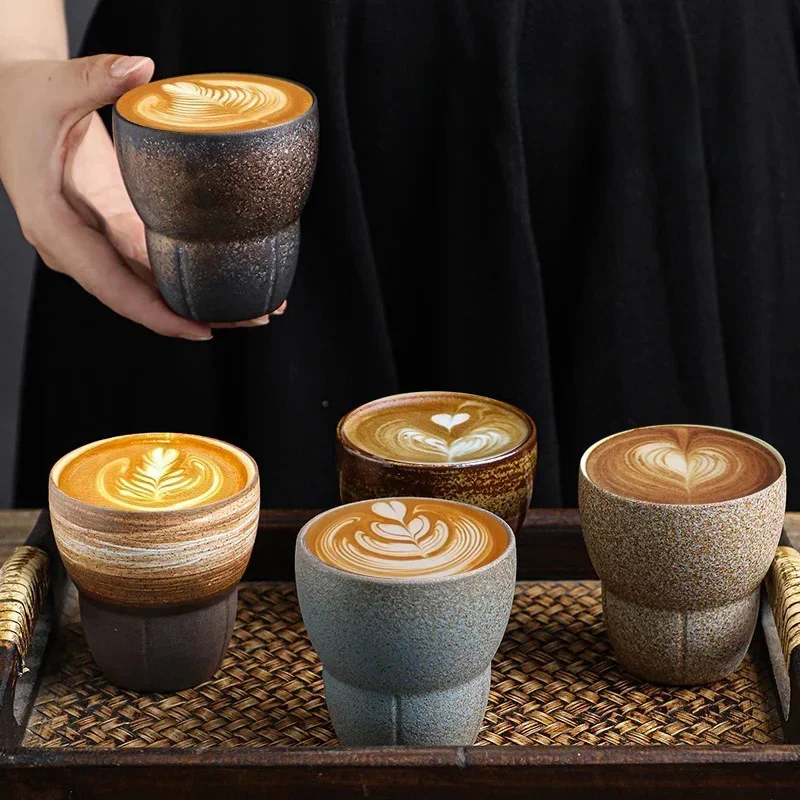 1pc 150ml Japanese Ceramic Coffee Cup Pottery Espresso Cups Vintage Kung Fu Tea Cup Office and Household Water Mug Wholesale