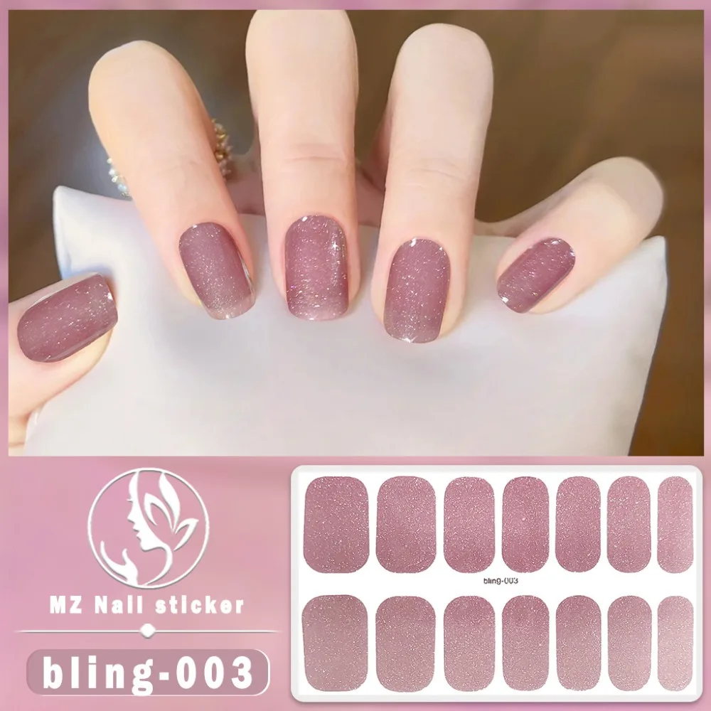 Glittering French Nail Decals 3D Nails Polish Wraps Waterproof Nail Art Sticker Nail Art No Damage to Nails