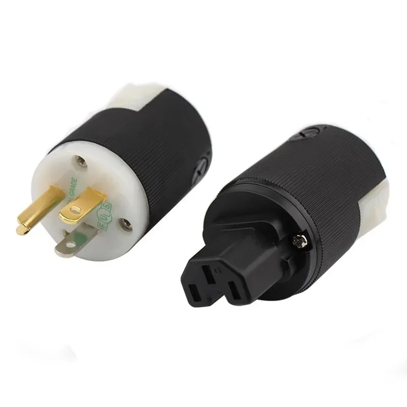 

Audiophile Hubbell HBL8215G Copper HiFi Audio Adapter AC Power Cord IEC Connector US Plug