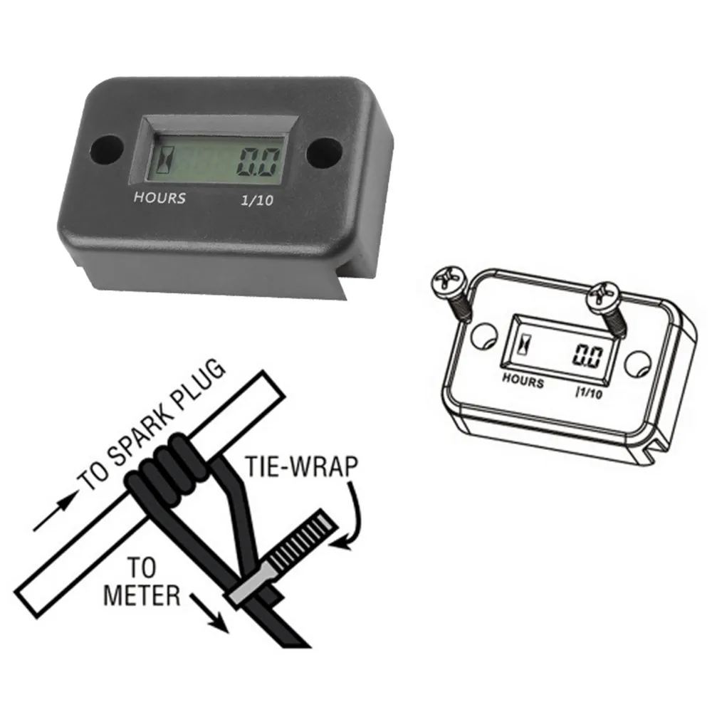 LCD Waterproof Digital Tach Hour Meter Counter For ATV Motorcycle Instruments Snowmobile Gasoline Boat Generator Bike