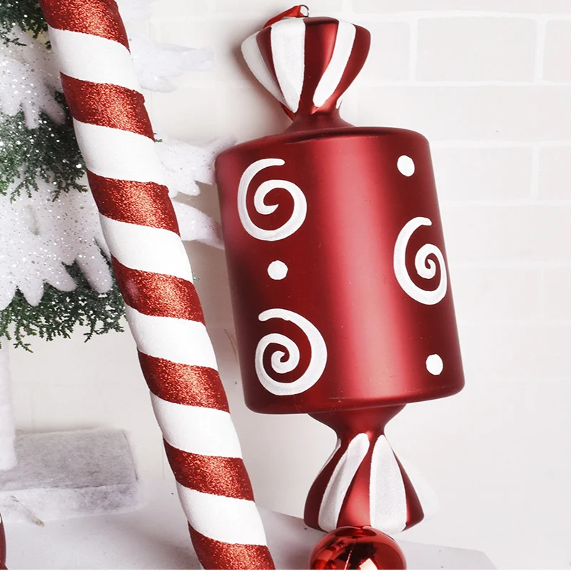 20-40cm Christmas candy hanging window bar Christmas atmosphere decoration tree red and white candy decoration