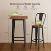 Bar Table and Chairs Set,Pub Table and Chairs Set of 2,with Elm Solid Wood and Thickened Metal Frame,for Small Space,Bistro Cafe 2
