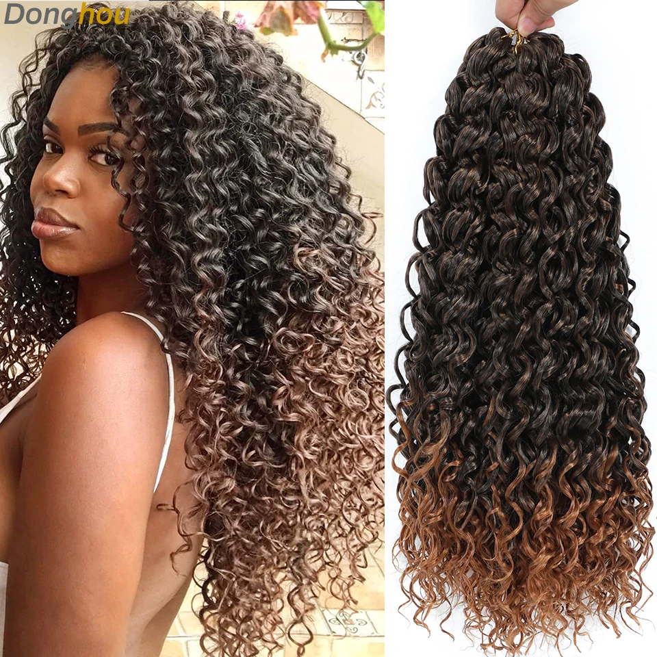1-8 pacotes de tranças de crochê 14 18 polegadas gogo onda extensões de cabelo encaracolado oceano onda de água encaracolado cabelo de crochê praia onda cabelo